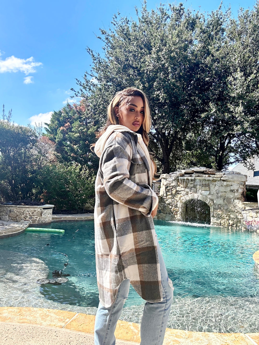 Women's Long Plaid Jacket