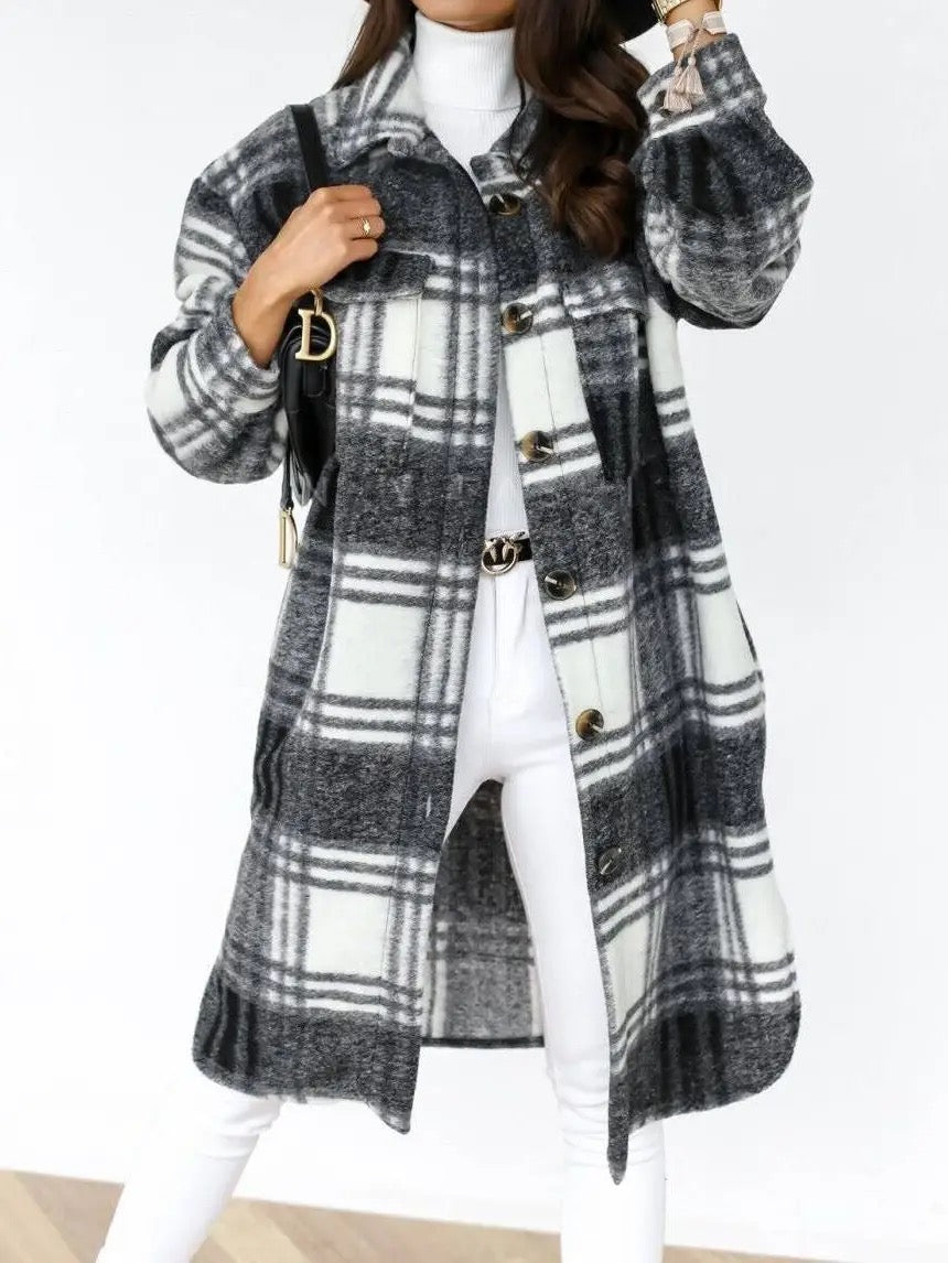 Women's Long Plaid Jacket